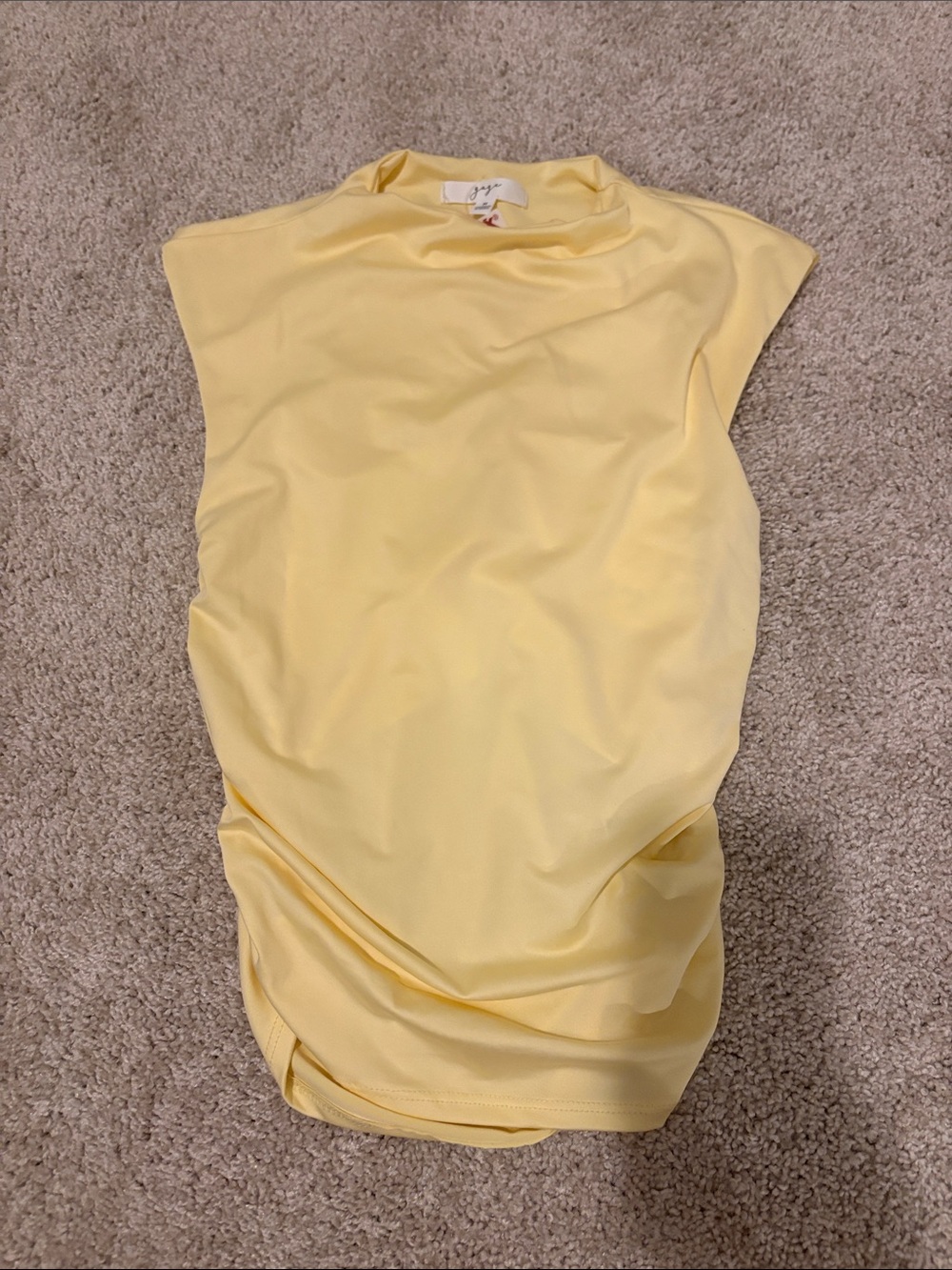 Sleeveless Mock Neck Tank Top in Pale Yellow
